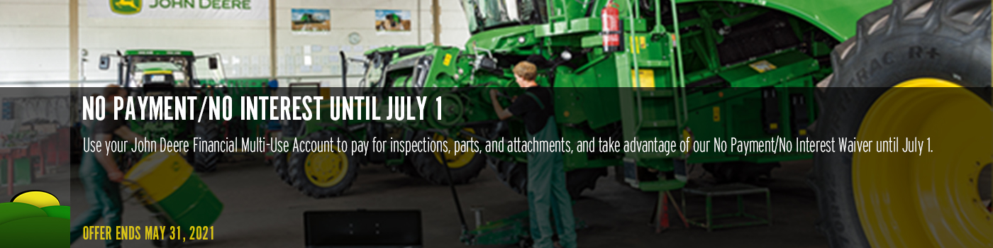No Payment/No Interest Until July 1 with John Deere Financial